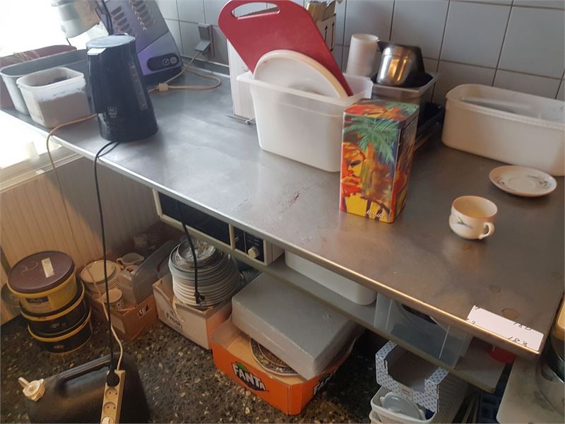 Bordplade, rustfrit stål, med håndvask